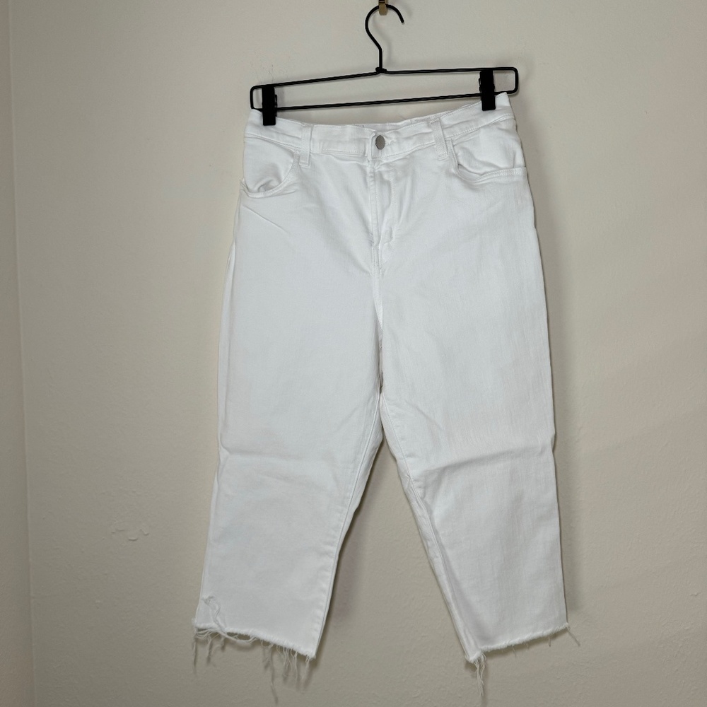 J Brand Jeans Women's Size 32 White Alana High Rise Cropped Denim Frayed